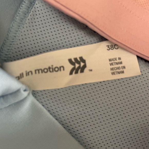 Set if 3 38C large all in motion sports athletic bras pink blue purple zip front - Picture 10 of 11